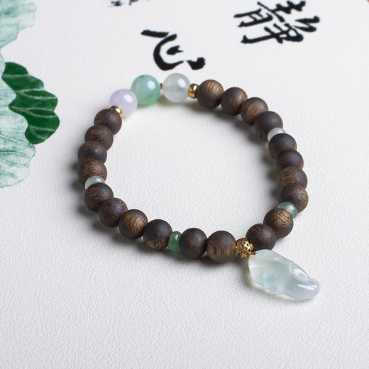 xy0477沉香+翡翠蟹钳手串 商品图2