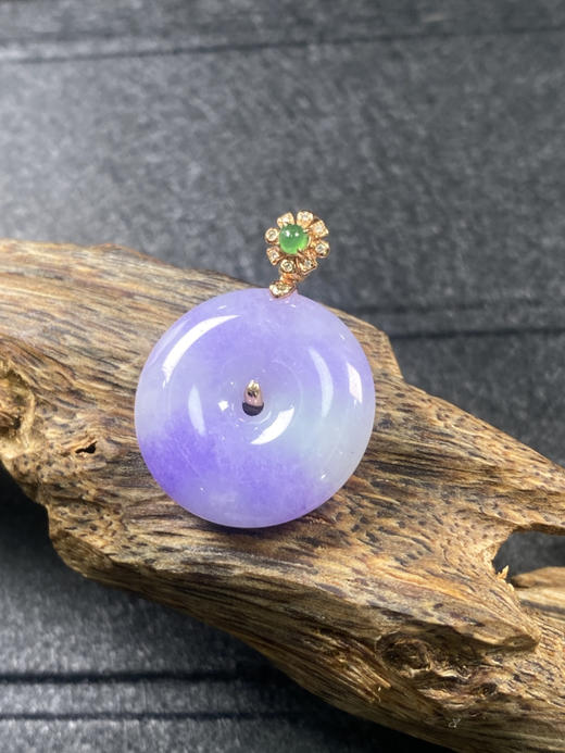 【FC0032】18K金镶嵌翡翠紫扣吊坠  紫气东来 圆满平安 商品图0