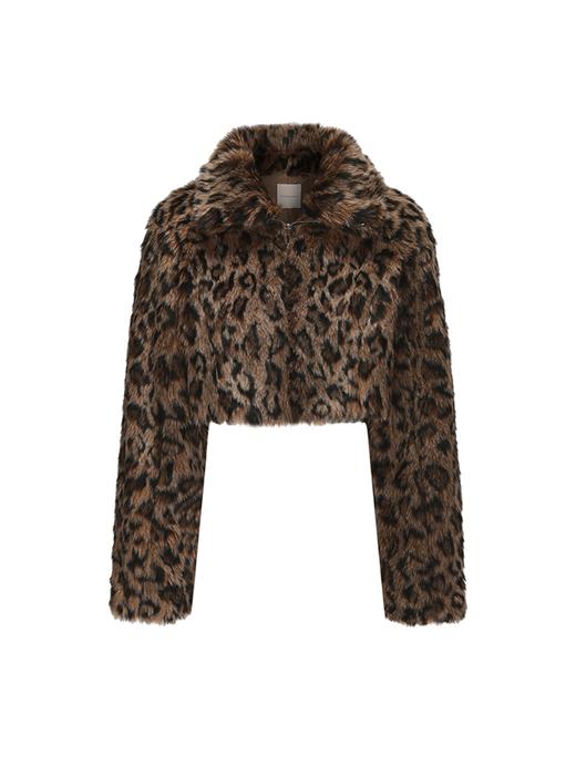 【野性呼唤】仿皮草拉链豹纹短外套 商品图0