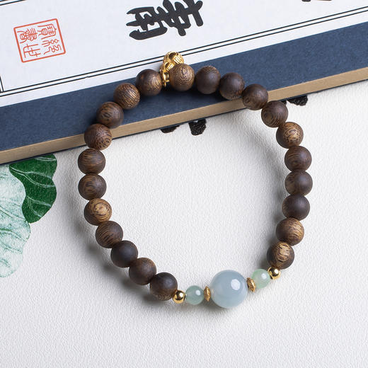 xy0475沉香+翡翠葫芦手串 商品图4