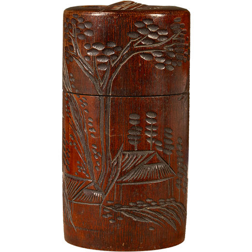 清	竹雕山水纹茶仓 商品图5