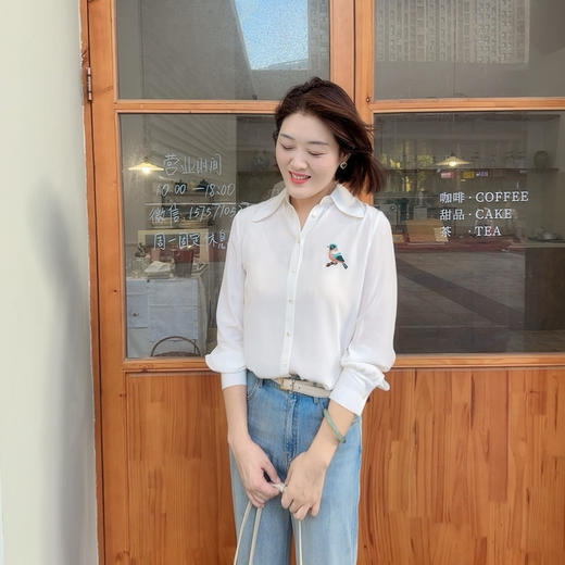 （非遗苏绣手绣）火桐hooton 铂金系列 喜上眉梢 重磅25姆米重绉衬衫YT3038 商品图3