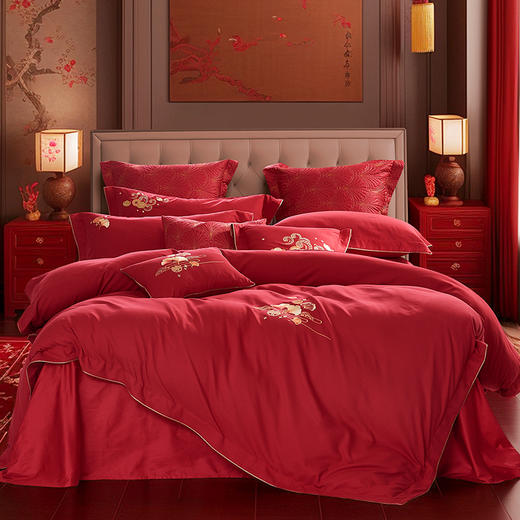 【6楼】富安娜婚庆床单四件/杏福满满，牌牌价2999元，【会员节专享价】活动价1314元，大小同价 商品图5