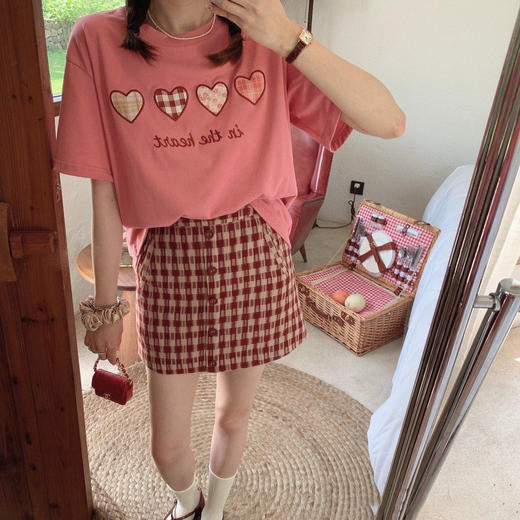 金蘑菇菇【甜茶覆盆子 格子系列】3个版 显白收腰复古格子连衣裙 商品图5