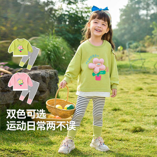 【新品】嘟嘟家女童两件套立体花花秋装女宝卫衣打底裤套装秋季新款童装★ 商品图1