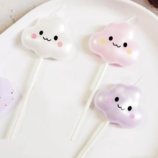 独立装 云朵形蜡烛 珠光白/粉/紫色微笑云朵蜡烛 创意生日装饰蜡烛 商品图0