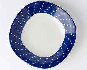 Indigo 蓝底白点圆角盘