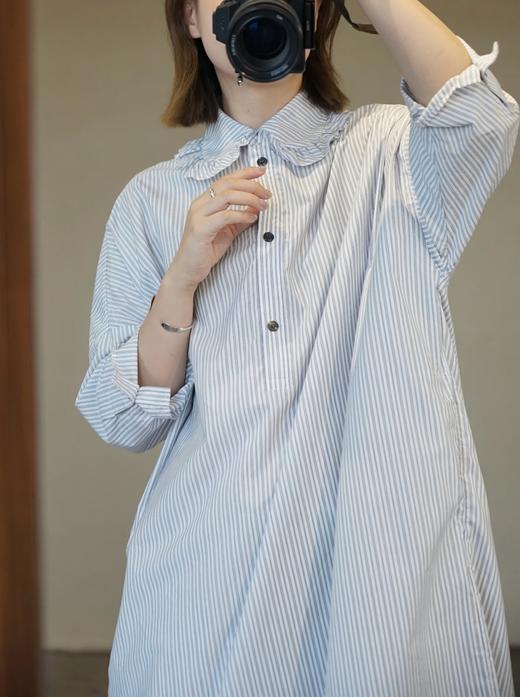 （g）细条纹衬衫领连衣裙 商品图1