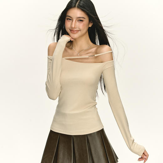 Ariseism 美式复古设计感长袖T恤女秋季新款辣妹修身上衣 商品图1