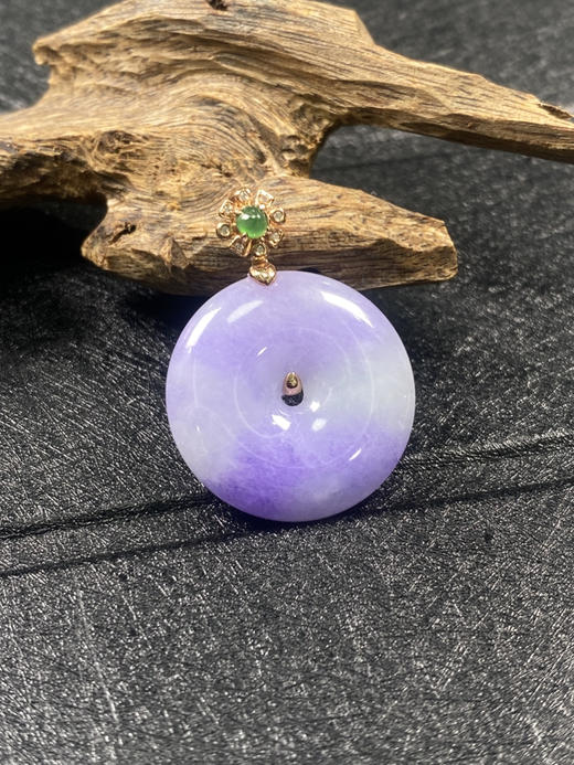 【FC0032】18K金镶嵌翡翠紫扣吊坠  紫气东来 圆满平安 商品图1