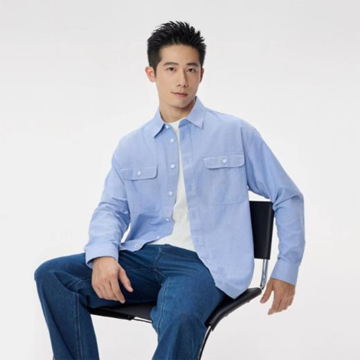 佐丹奴牛津纺衬衫男新款纯棉双口袋男士帅气通勤长袖衬衫01045032 商品图0