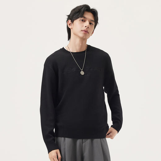 gxg.jeans男装  多色字母绣花简约休闲圆领毛衣线衫男 25年秋新品 商品图1