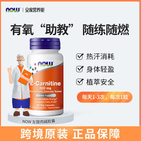 NOW诺奥左旋肉碱胶囊500mg60粒/瓶美国进口