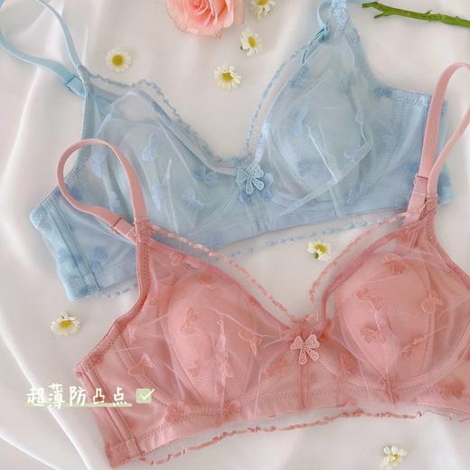 【纯欲蕾丝❗️法式内衣裤套装】甜美少女性感蕾丝无钢圈，小胸聚拢，打造妈生感大胸，兔耳朵水晶杯文胸，薄款无钢圈舒适胸罩L 商品图1