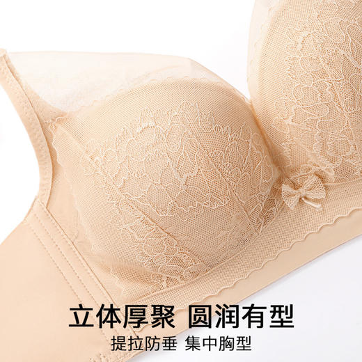 风荷初露 文胸(VIP)【小胸聚拢显大】性感蕾丝聚拢不空杯收副乳调整型无钢圈文胸 商品图4