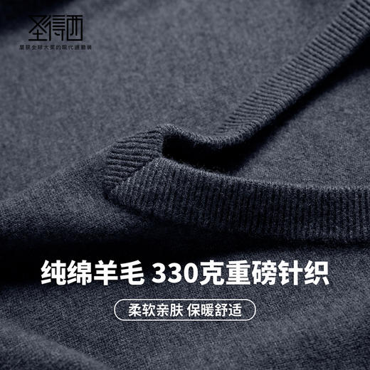【100%绵羊毛】圣得西男士基础款型重磅针织衫2025秋季新款百搭毛衣 商品图3