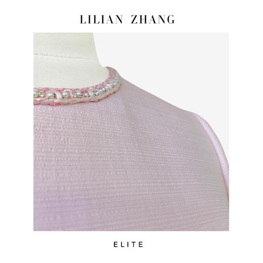 E“定制”——静奢风“风尚之选”雾粉法式优雅嵌边织带连衣裙 2501065 商品图2