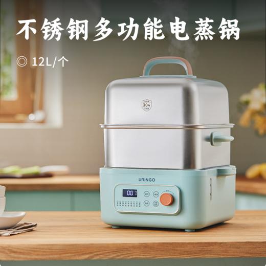 不锈钢多功能电蒸锅 | 9大定制菜单 24h预约 9h保温 12L大容量 10秒速热 1500w大功率 外置注水口 不串味易清洗 304不锈钢双层蒸锅 450ml双炖盅 商品图0