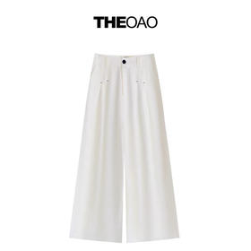 老钱白色天丝亚麻长裤