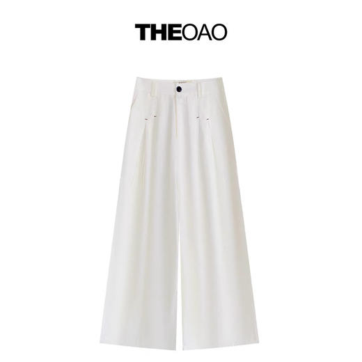 老钱白色天丝亚麻长裤 商品图0