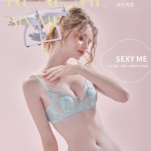 【纯欲蕾丝❗️法式内衣裤套装】甜美少女性感蕾丝无钢圈，小胸聚拢，打造妈生感大胸，兔耳朵水晶杯文胸，薄款无钢圈舒适胸罩L 商品图3