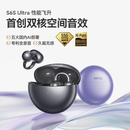 塞那S6S Ultra蓝牙耳机耳夹式AI无线气骨传导不入耳运动2025新款 商品图0