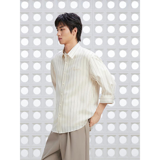 【凉感】GXG男装 条纹设计七分袖衬衫通勤男士衬衣 2025夏季新品 商品图3