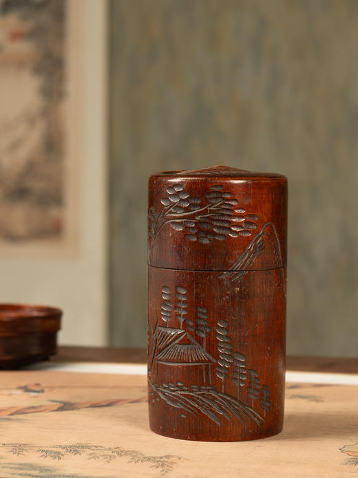 清	竹雕山水纹茶仓 商品图4