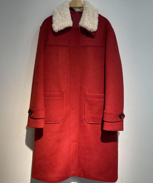 215 CS拼接毛绒领百搭呢绒长款外套31225（红） 冬季 315124032105 商品图0