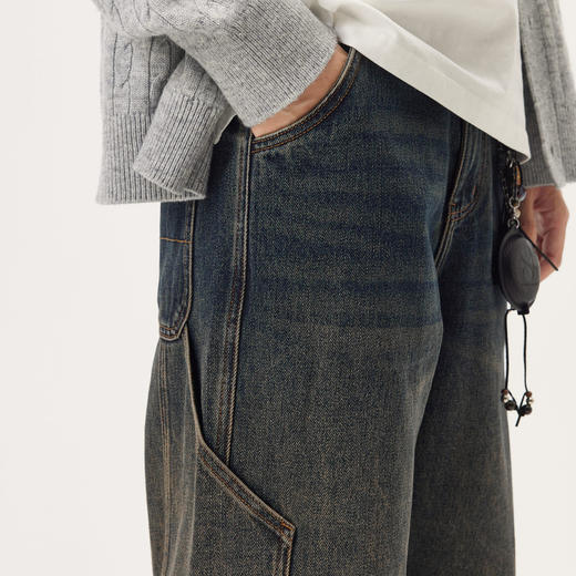 gxg.jeans男装  时尚水洗擦色潮流美式复古时尚牛仔长裤 25秋新品 商品图4