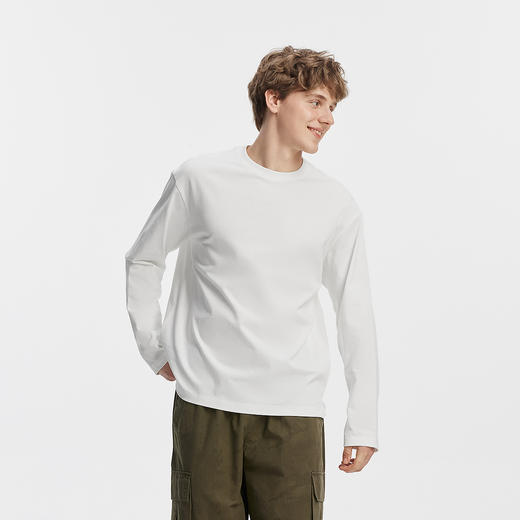 [商场同款]森马长袖T恤男纯棉打底衫2025春秋新款纯色内搭情侣款 商品图2