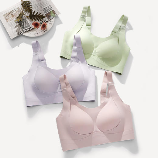 内衣女大胸托防下垂聚拢胸罩光面舒适无钢圈收副乳文胸  芬腾 商品图4