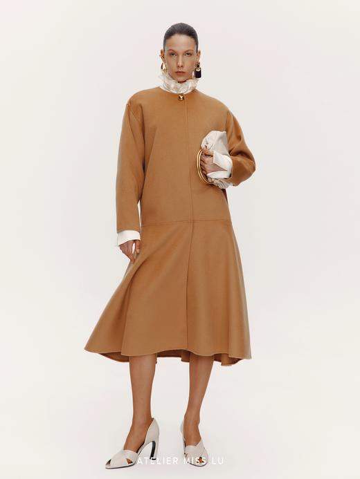 【巴洛克幕曲】绵羊毛双面呢大裙摆大衣外套 商品图0