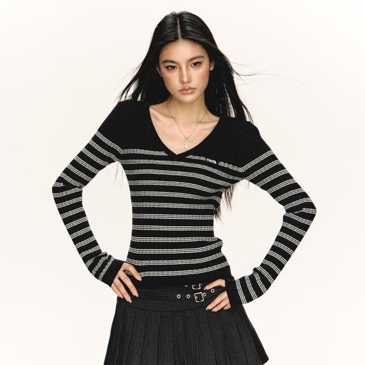 Ariseism 美式复古设计感毛针织衫女秋季新款辣妹修身上衣 商品图1