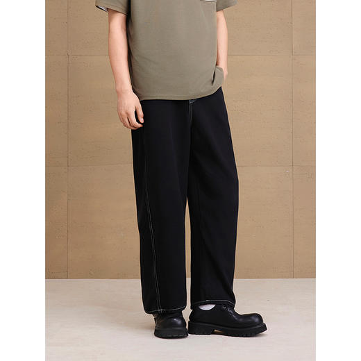 GXG男装 锥型黑色撞色车线牛仔裤休闲裤弹力长裤子 2025夏季新品 商品图3