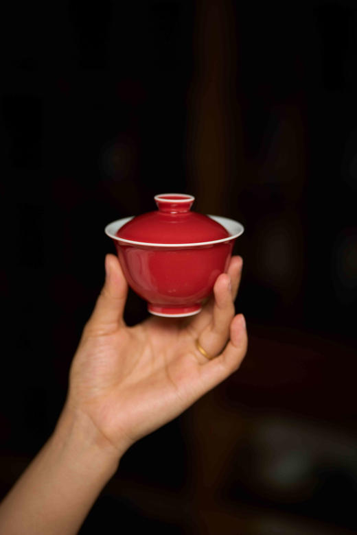 守艺 · 朱砂痣盖碗套组 1盖碗2杯子 景德镇高端茶器 盖碗110ml 杯子:50ml 商品图1