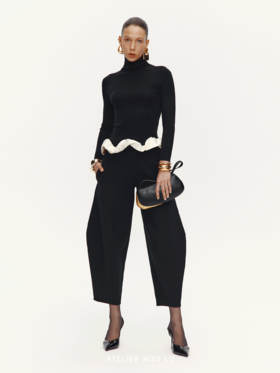 【戏剧之王】艺术感弯刀廓形长裤