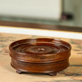 清	红木整挖弦纹圆形器座