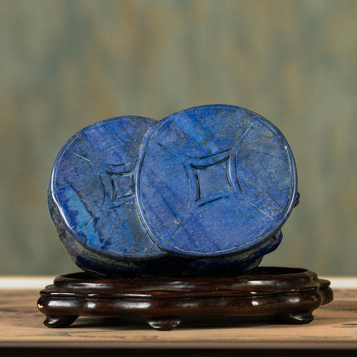 清	青金石雕瑞兽摆件（红木座） 商品图4