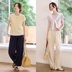 天丝亚麻T恤+鱼骨斜纹裤 | 凉感透气，宽松不垮，一秒进入“⁩舒适区”⁠