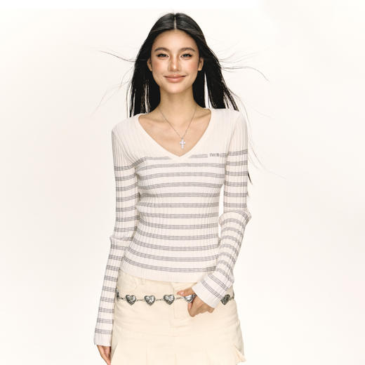 Ariseism 美式复古设计感毛针织衫女秋季新款辣妹修身上衣 商品图2