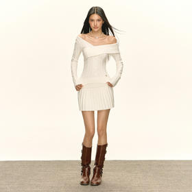 Ariseism 美式复古设计感针织露肩上衣针织短裙两件套套装女