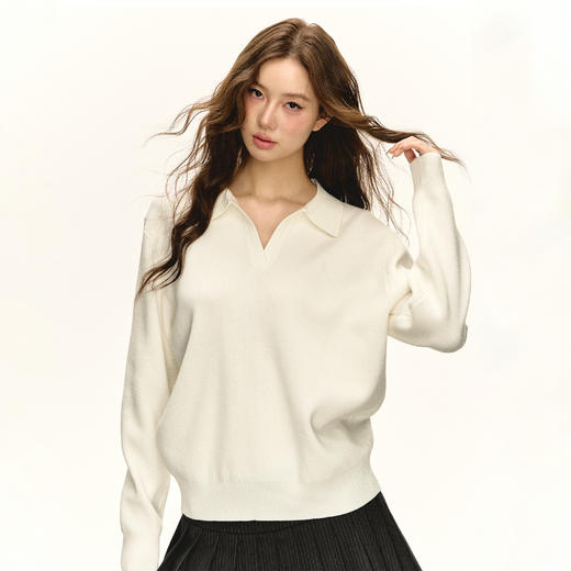 Ariseism 美式复古设计感宽松翻领毛衣外套女秋季新款上衣 商品图0