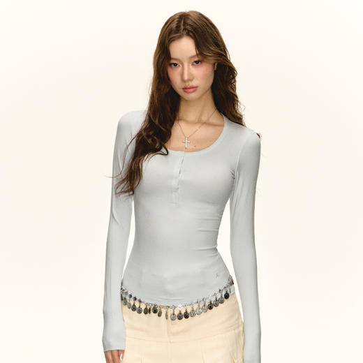 Ariseism 美式复古设计感长袖T恤女秋季新款辣妹修身上衣 商品图1