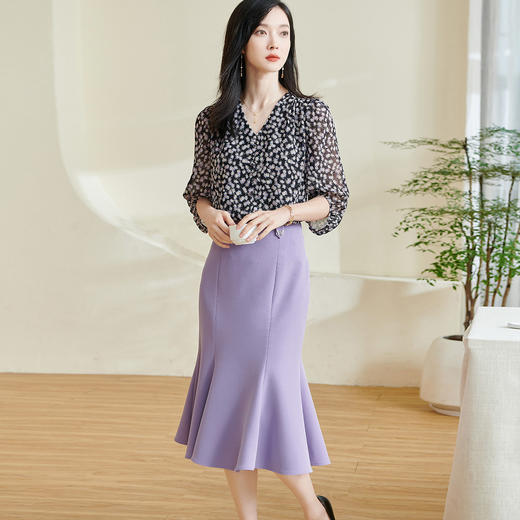 剩S/M/L/XL/XXL 优雅气质时尚套装高级感碎花包臀裙套装女1057 商品图1