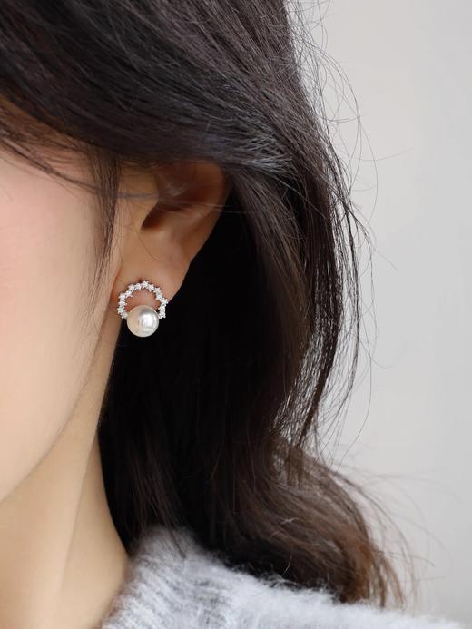 瞬间提升气质超美宋慧乔同款珍珠镶钻日月耳钉 商品图4