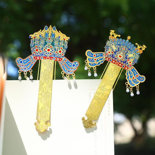 【四大凤冠书签】九龙九凤十二龙九凤高档镂空金属书签北京古风创意博物馆纪念品国风文创礼品 商品图0