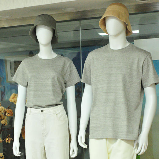 素道有机彩棉100%棉灰色T恤 情侣同款半袖针织T恤衫 纯色薄款短袖 商品图1