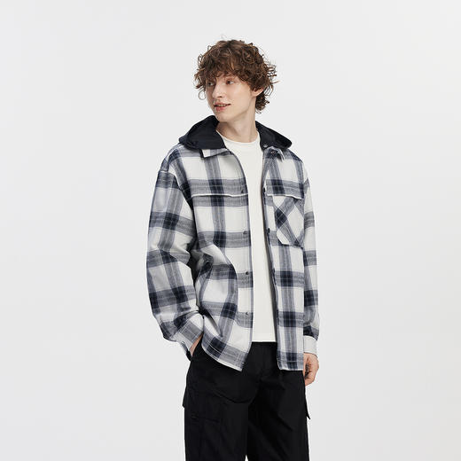 [商场同款]森马夹克男可拆卸连帽外套格纹上衣2025秋新款休闲百搭 商品图2