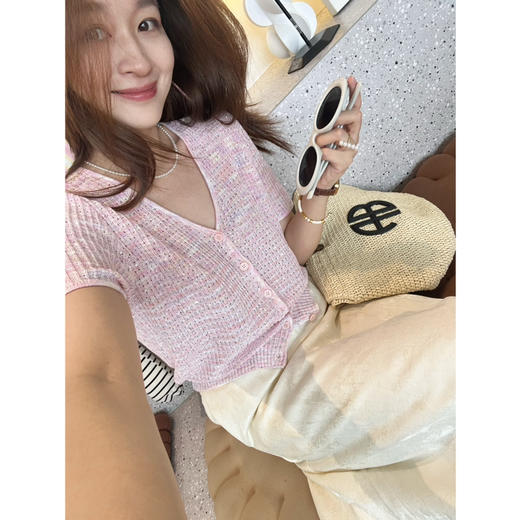 2507414   顶级“康宝莱” 亚麻珠片 短袖开衫 商品图1